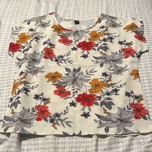 Floral Women's Top - Red, Orange, Gray